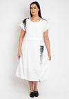Ora Curve Placement Print Drawstring Hem Midi Dress, White