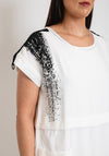 Ora Curve Placement Print Drawstring Hem Midi Dress, White