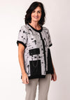 Ora Stone Printed Top, Grey and Black
