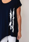 Ora Paint Splatter Detail T-Shirt, Navy