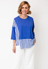Ora Striped Detail Top, Blue