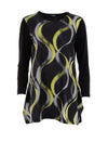 Ora Printed Jersey Tunic Top, Black