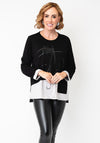 Ora Abstract Print with Pocket Detail Top, Black
