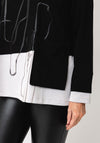 Ora Abstract Print with Pocket Detail Top, Black