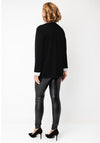 Ora Abstract Print with Pocket Detail Top, Black