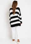 Ora Long Sleeve Striped Spot Knit Jumper, Black & White
