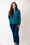 Olsen Knitted Zip Up Sweater, Blue