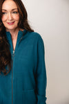 Olsen Knitted Zip Up Sweater, Blue