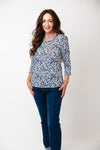 Olsen Cotton All Over Bubble Printed Blouse, Navy
