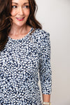 Olsen Cotton All Over Bubble Printed Blouse, Navy