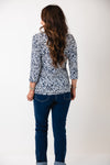 Olsen Cotton All Over Bubble Printed Blouse, Navy