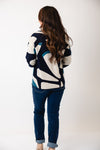 Olsen Geo Printed Stud Jumper, Navy Blue