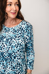 Olsen Leopard Printed Round Neckline Blouse, Blue