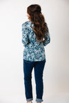 Olsen Leopard Printed Round Neckline Blouse, Blue