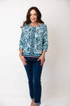 Olsen Leopard Printed Framed Blouse, Blue