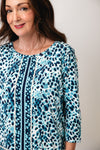 Olsen Leopard Printed Framed Blouse, Blue