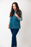 Olsen Metallic Quilted Gilet, Blue