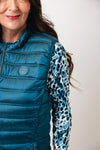 Olsen Metallic Quilted Gilet, Blue