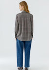 Oui Check Print with Detachable Bow Tie Blouse, Brown Multi