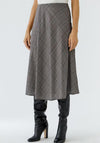 Oui Checked Midi Skirt, Brown Multi