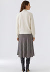 Oui Checked Midi Skirt, Brown Multi