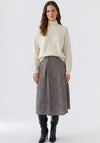 Oui Checked Midi Skirt, Brown Multi