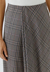 Oui Checked Midi Skirt, Brown Multi