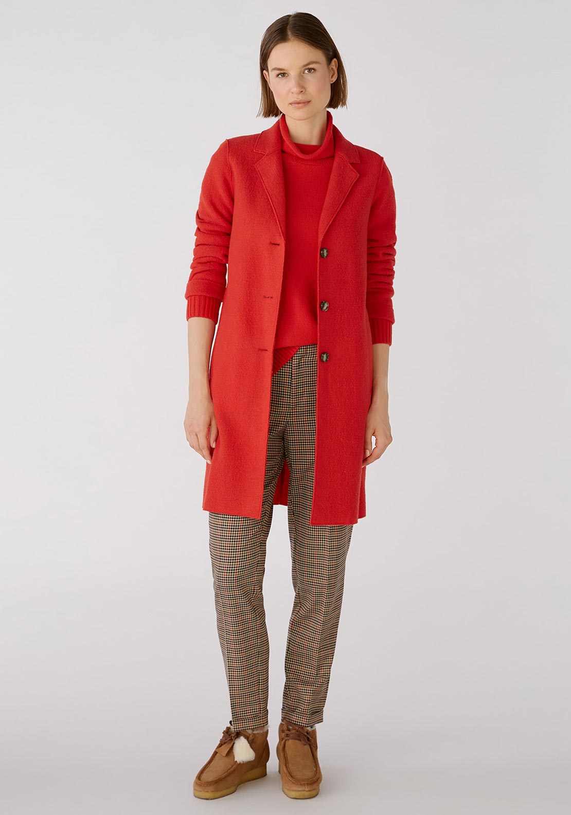 Oui Women's Mayson Coat Boiled Wool - Pure New Wool in Stone Melange 79918 7063 main image 1