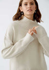 Oui Knit Polo Neck Jumper, Light Beige