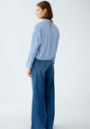 Oui Cropped Elasticated Striped Shirt, Blue