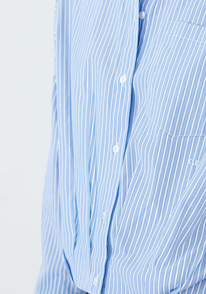 Oui Cropped Elasticated Striped Shirt, Blue
