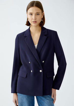 Oui Double Breasted Blazer, Navy