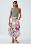Oui Floral Print A-Line Midi Skirt, Multi Coloured