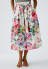 Oui Floral Print A-Line Midi Skirt, Multi Coloured