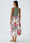 Oui Floral Print A-Line Midi Skirt, Multi Coloured