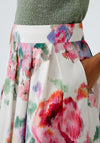 Oui Floral Print A-Line Midi Skirt, Multi Coloured