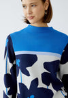 Oui Floral Print Jumper, Blue