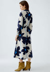 Oui Floral Elasticated Waist Midi Shirt Dress, Navy