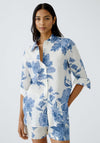 Oui Floral Print Buttoned Shirt, Blue
