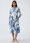 Oui Floral Print Buttoned Shirt Dress, Blue
