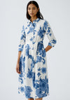 Oui Floral Print Buttoned Shirt Dress, Blue