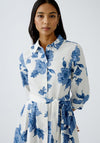 Oui Floral Print Buttoned Shirt Dress, Blue
