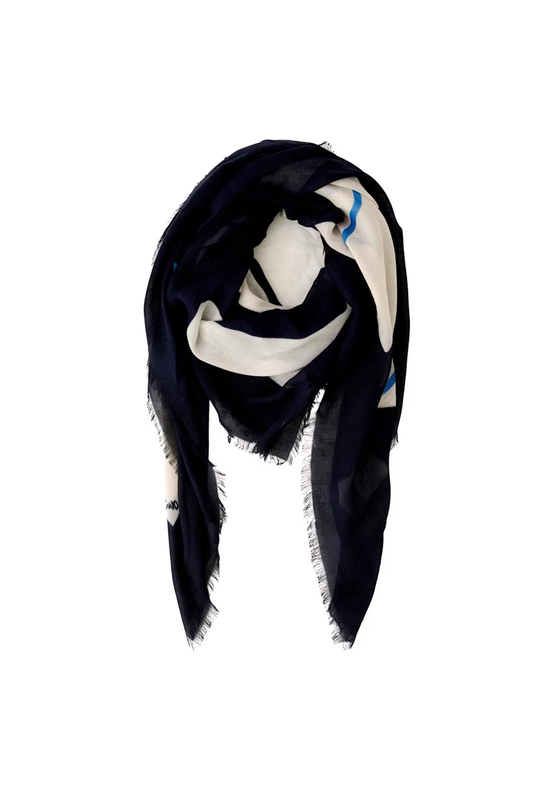 Oui Flower Print Scarf, Navy Multi