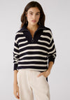 OUI Half Zip Striped Knit Sweater, Navy & White
