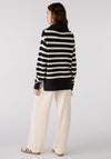 OUI Half Zip Striped Knit Sweater, Navy & White