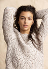 Oui Wool Blend Ajour Sweater, Light Beige