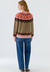 Oui Alpaca Blend Fluffy Yarn Fair Isle Jumper, Brown Multi