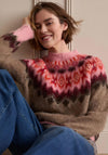 Oui Alpaca Blend Fluffy Yarn Fair Isle Jumper, Brown Multi