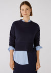 OUI Wool Blend Short Jumper, Dark Blue
