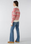 Oui Nordic Print Knitted Sweater, Off-White Red